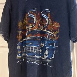 Lucky Brand Navy Blue Vintage Car Graphic Tee